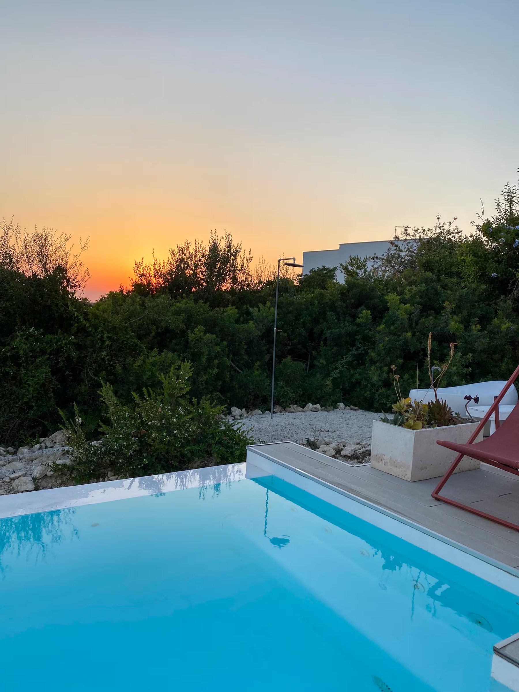 The infinity pool at sunset